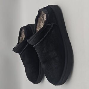 UGG Black Classic Suede Slipper, Wool Blend Lining Slide Slippers Sz 7
